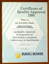 Black and Decker quality approved - outstanding component conformance to specification