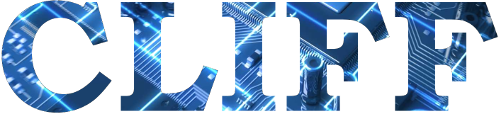 CLIFF Electronics logo with PCB background