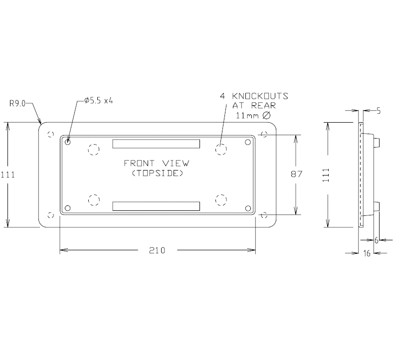 CH-4 strap handle recess plate drawing