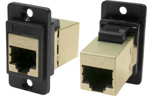 Shielded Cat.6 RJ45 slim plastic front or rear mounting feedthrough connector CP30722S