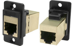 Shielded Cat.6 RJ45 slim plastic front or rear mounting feedthrough connector CP30725S