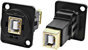 USB 2.0 B to USB 2.0 B female feedthrough socket
