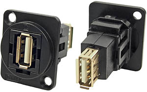 USB 2.0 A to USB 2.0 A female feedthrough socket