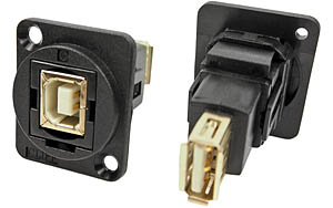 USB 2.0 B female to USB 2.0 A female feedthrough socket