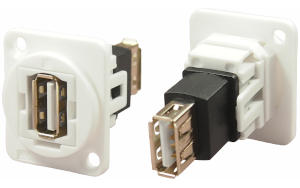 USB 2.0 A female to USB 2.0 A female feedthrough socket, white