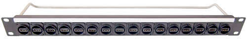 1U panel loaded with HDMI A-A feedthrough connectors