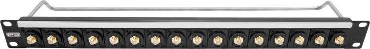 1U panel loaded with SMA feedthrough connectors