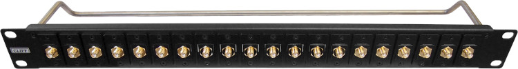 1U panel loaded with 20 of 50-Ohm SMA feedthrough connectors