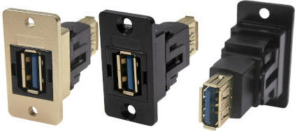 USB 3.0 A female to USB 3.0 A female slim metal front-mounting feedthrough connector CP30605NMX1, CP30605NMB