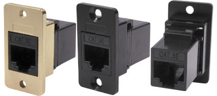 Unshielded Cat.5e RJ45 slim metal front-mounting feedthrough connector CP30620MX1, CP30620MB