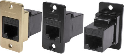 Unshielded Cat.6 RJ45 slim metal front-mounting feedthrough connector CP30622MX1, CP30622MB