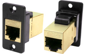 Shielded Cat.5e RJ45 slim plastic front mounting feedthrough connector CP30620S