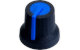 Black K87MAR push fit rotary control knob with blue marker. 6 mm spline shaft CL170827CR