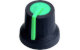 Black K87MAR push fit rotary control knob with green marker. 6 mm spline shaft CL170828CR