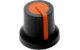 Black K87MAR push fit rotary control knob with orange marker. 6 mm spline shaft CL170829CR