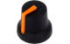 Black K87MBR push fit rotary control knob with orange marker. 6 mm spline shaft CL170843CR
