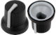 Black K87MBR push fit rotary control knob with grey marker. 6 mm D shaft CL170844BR