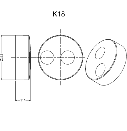 K18 rotary control knob drawing