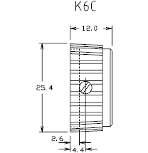 K6C rotary control knob drawing