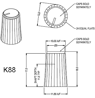 K88 rotary control knob drawing
