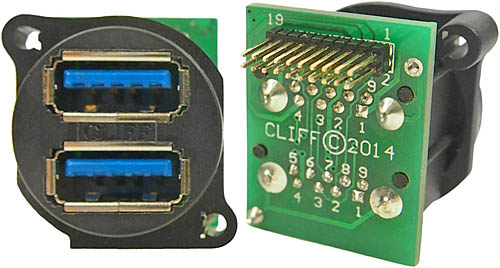 Dual USB3 Socket in XLR Shell with earth
